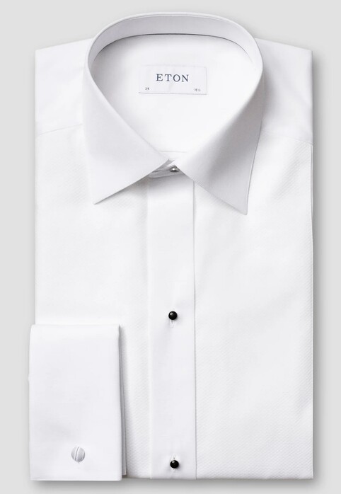 Eton Piqué Tuxedo Shirt French Cuffs Overhemd Wit