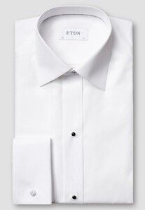 Eton Piqué Tuxedo Shirt French Cuffs White