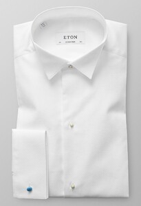 Eton Piqué White Tie Shirt Overhemd Wit