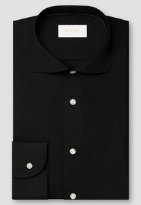Eton Plain Weave New Zealand Super 120s Merino Wool Shirt Black