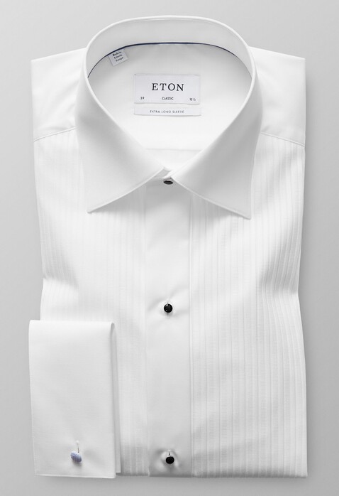 Eton Plissé Black Tie Mouwlengte 7 Overhemd Wit
