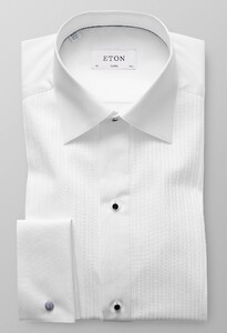 Eton Plissé Black Tie Overhemd Wit
