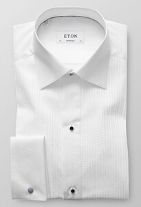 Eton Plissé Black Tie Shirt White