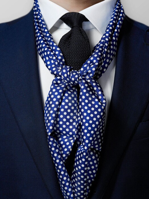 Eton Polka Dot Silk Scarf Dark Navy