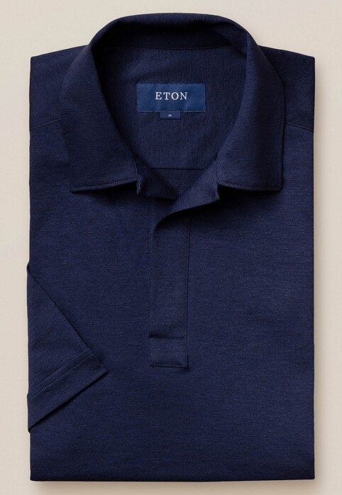 Eton Polo Katoen Linnen Jersey Poloshirt Dark Evening Blue