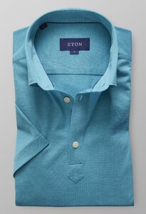 Eton Polo Popover Shirt Poloshirt Licht Blue Melange