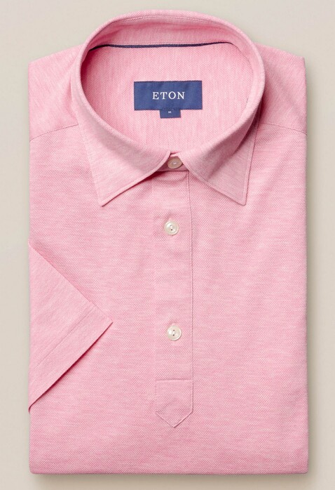 Eton Polo Popover Shirt Zacht Roze Melange
