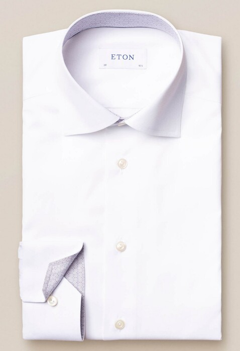 Eton Poplin Art Deco Contrast Shirt White