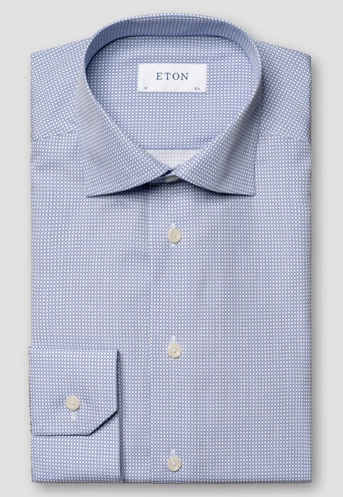 Eton Poplin Cutaway Allover Mini Pattern Overhemd Blauw