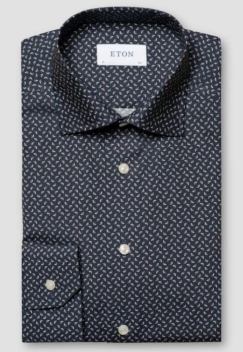 Eton Poplin Fantasy Mini Banana Pattern Overhemd Navy