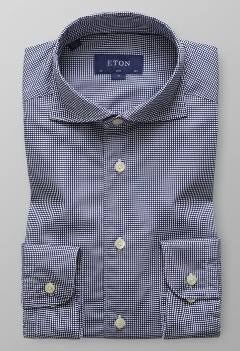 Eton Poplin Mini Dot Shirt Dark Navy