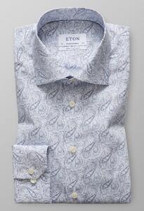Eton Poplin Paisley Extra Long Sleeve Overhemd Sky Blue