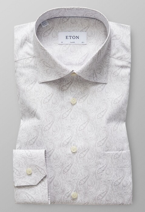 Eton Poplin Paisley Fantasy Overhemd Grijs