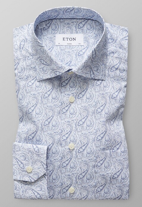 Eton Poplin Paisley Fantasy Shirt Sky Blue