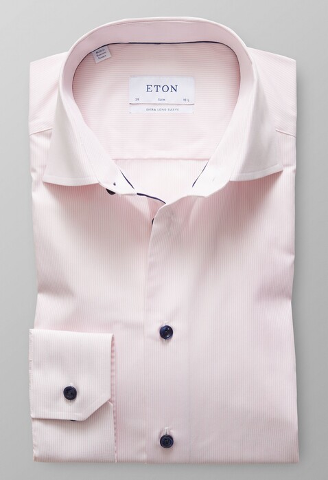 Eton Poplin Striped Sleeve 7 Overhemd Roze