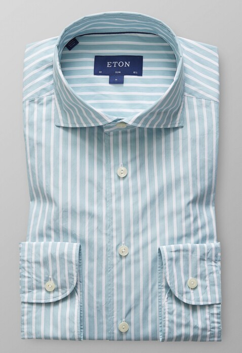 Eton Poplin Subtle Striped Shirt Green