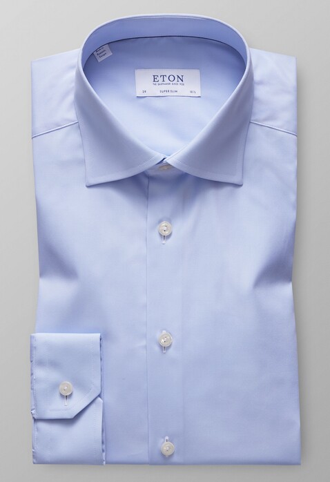 Eton Poplin Uni Overhemd Licht Blauw