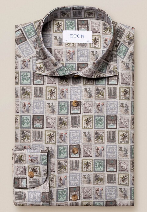 Eton Postage Fantasy Flanel Overhemd Grijs