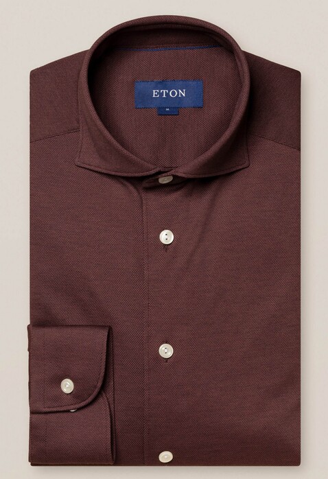 Eton Premium Uni Piqué Overhemd Dark Burgundy