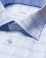 Eton Prince of Wales Checked Signature Twill Organic Cotton Shirt Light Blue