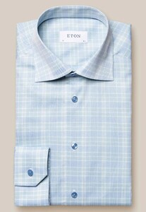 Eton Prince of Wales Checked Signature Twill Organic Cotton Shirt Light Green
