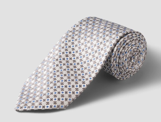 Eton Pure Silk Micro Floral Pattern Tie Silver