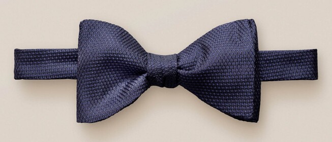 Eton Ready Tied Silk Lurex Blend Bow Tie Dark Evening Blue