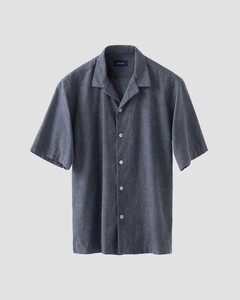 Eton Recycled Cotton Resort Subtle Modern Slub Effect Shirt Dark Evening Blue