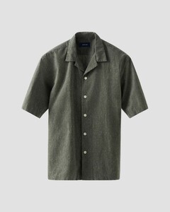 Eton Recycled Cotton Resort Subtle Modern Slub Effect Shirt Dark Green