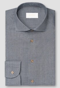 Eton Reda Merino Micro Houndstooth Mother of Pearl Buttons Shirt Dark Brown Melange