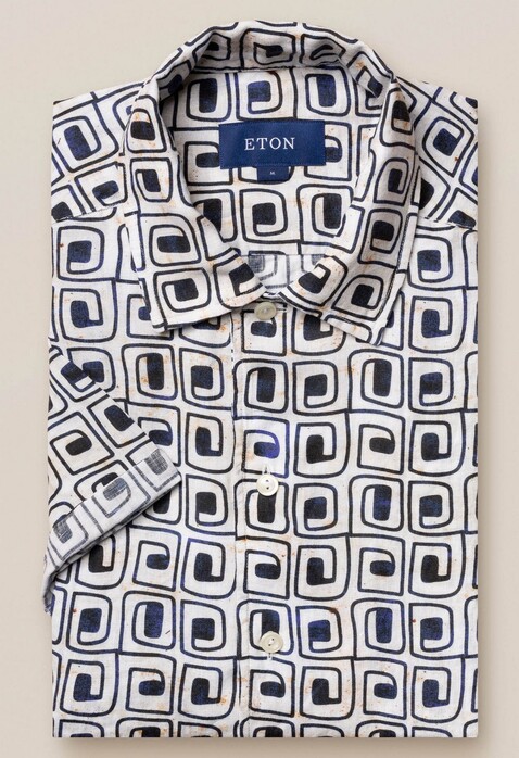Eton Relaxed Short Sleeve Resort Overhemd Vague Off White