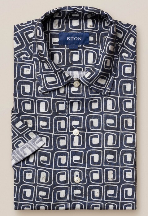 Eton Relaxed Short Sleeve Resort Overhemd Zwart