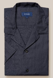 Eton Resort Short Sleeve Linnen Overhemd Navy
