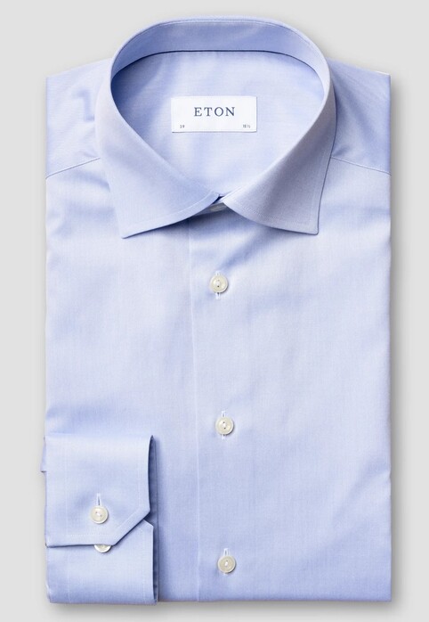 Eton Rich Cotton Signature Twill Uni Cutaway Collar Overhemd Licht Blauw