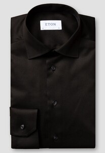Eton Rich Cotton Signature Twill Uni Cutaway Collar Shirt Black