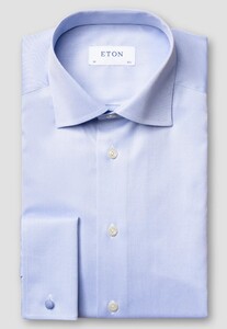 Eton Rich Cotton Uni Signature Twill French Cuffs Overhemd Licht Blauw