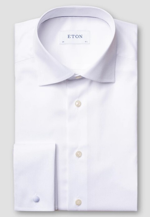 Eton Rich Cotton Uni Signature Twill French Cuffs Overhemd Wit