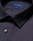 Eton Rich Silk Twill Mother of Pearl Buttons Pointed Collar Overhemd Navy