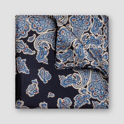 Eton Rich Texture Bold Paisley Pattern Pochet Navy