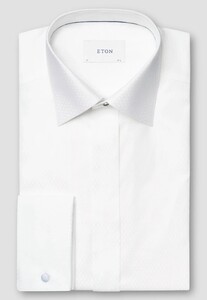 Eton Rich Texture Evening Jacquard Weave Subtle Diamond Check Shirt White