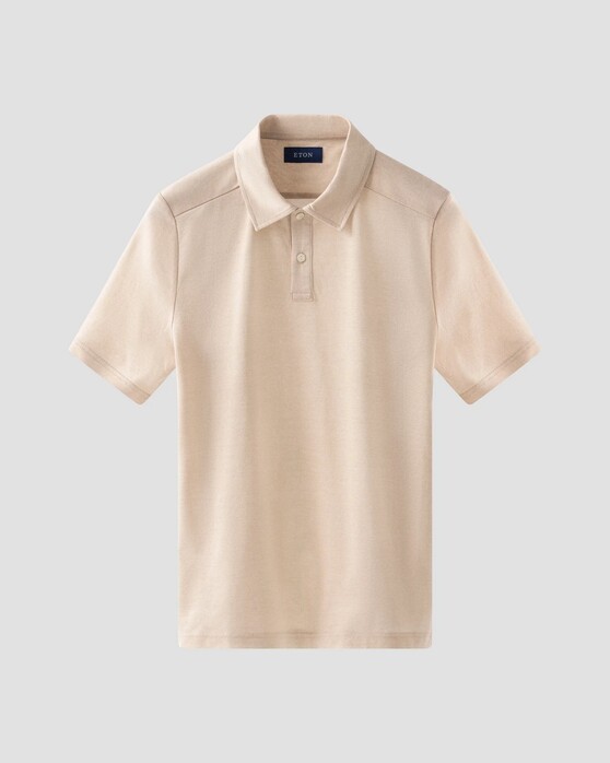 Eton Rich Texture Fine Cotton Piqué Oxford Weave Polo Beige