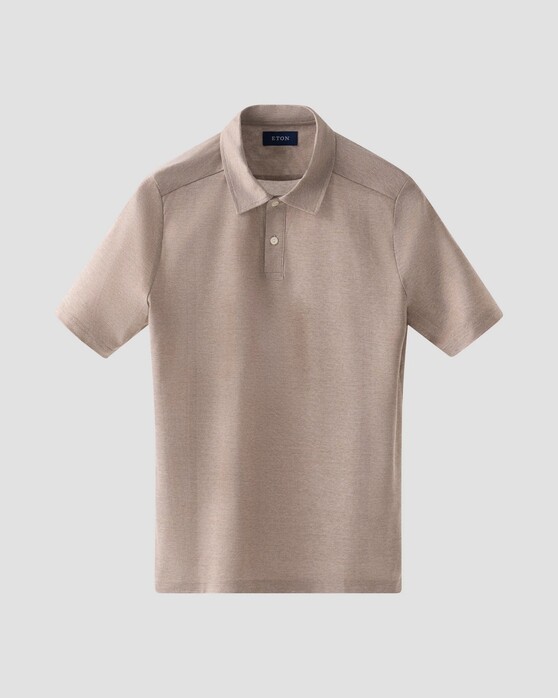 Eton Rich Texture Fine Cotton Piqué Oxford Weave Poloshirt Brown