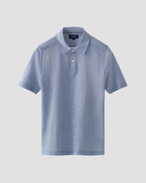 Eton Rich Texture Fine Cotton Piqué Oxford Weave Poloshirt Dark Evening Blue