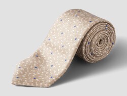 Eton Rich Texture Floral Pattern Silk Tie Light Brown