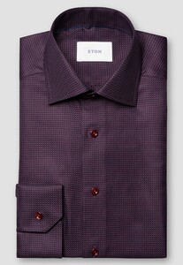 Eton Rich Texture Houndstooth King Twill Overhemd Donker Paars