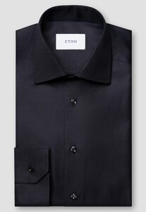 Eton Rich Texture Houndstooth King Twill Shirt Black