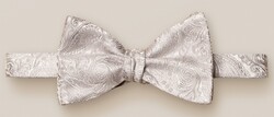 Eton Rich Texture Pure Silk Paisley Bow Tie Grey