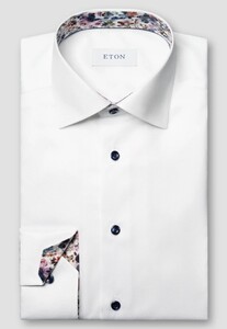 Eton Rich Texture Uni Color Signature Twill Subtle Contrast Details Shirt White