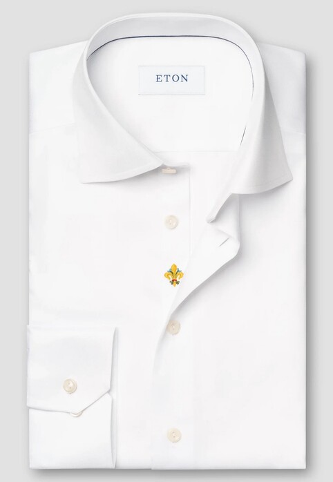 Eton Rossi 1931 Archive Inspired Subtle Front Placket Embriodery Overhemd Wit