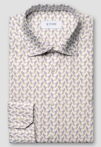 Eton Rossi 1931 Archive Insprired Peacock Print Signature Poplin Overhemd Paars